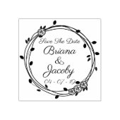 サークルロマンチックなバラの日付を保存 ラバースタンプ (インプリント)