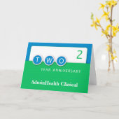 サークル付き2年間の従業員記念日 カード (黄色い花)