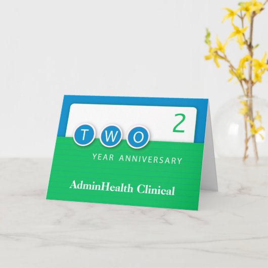 サークル付き2年間の従業員記念日 カード (黄色い花)