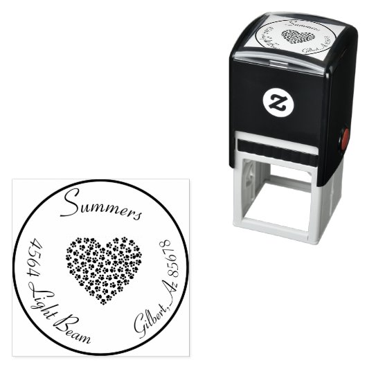 サークル差出人住所ペットドッグキャットポーハート セルフインキングスタンプ (インサイチュ)