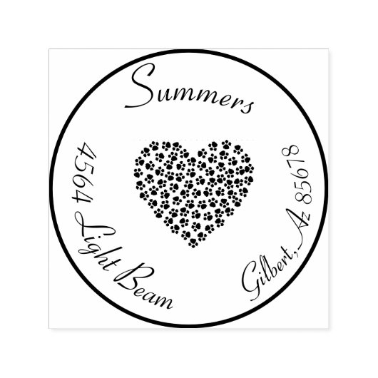 サークル差出人住所ペットドッグキャットポーハート セルフインキングスタンプ (デザイン)