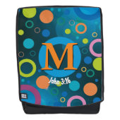 サークル聖なる書物、 経典モノグラムブルーパーソナライズされた バックパック (正面)