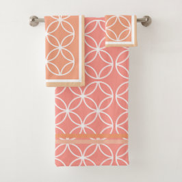 サークル花びらダイヤモンドミレニアピンクピーチ バスタオルセット