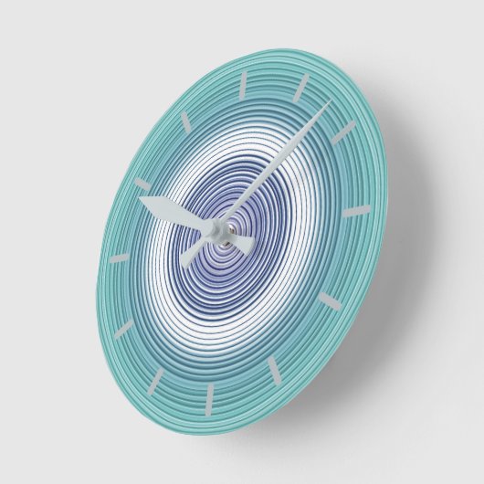 サークル – アクアティール(緑がかった色)ターコイズシアンブルー ラウンド壁時計 (傾斜)