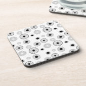 サークル スターバースト パターン - 黒と白 コースター (左側)