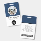 サークル 写真 カスタム 従業員 バーコード、ロゴ、名前 バッジ (正面&裏面)