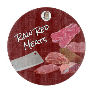 サークル 生の赤い肉のガラス製カッティングボード カッティングボード