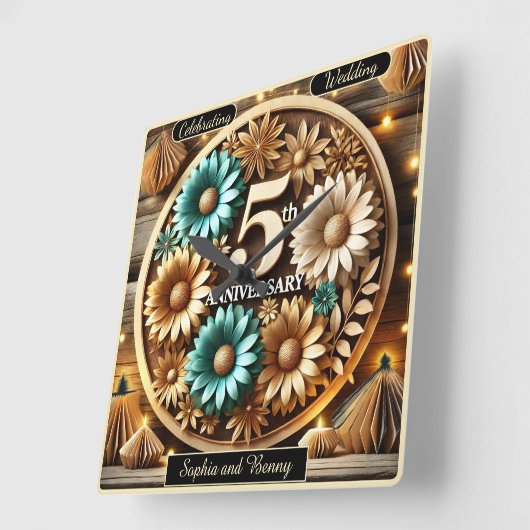 サーク鮮やかル:5周年記念デザイン スクエア壁時計 (傾斜)