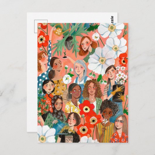 サーケスタイリッシュの女子デー国際的フローラ ポストカード (正面/裏面)