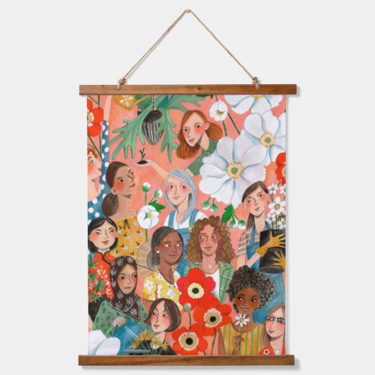 サーケスタイリッシュの女子デー国際的フローラ 吊り下げ型タペストリー (正面)