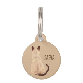 サーシャシャシャムネキャットシッティングバックビュー子猫カスタム ペット　ネームタグ