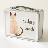 サーシャシャムキャットシッティングバックビュー子猫カスタム メタルランチボックス (裏面)