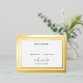 サーシャモダンのフォイルRSVPカー結婚ド 箔招待状ポストカード (立ち正面)