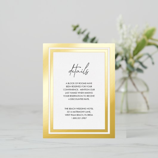 サーシャモダンのホイル結婚エンクロージャカード 箔招待状ポストカード (立ち正面)