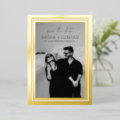 サーシャモダンウエディングの日付を保存 箔招待状 (立ち正面)