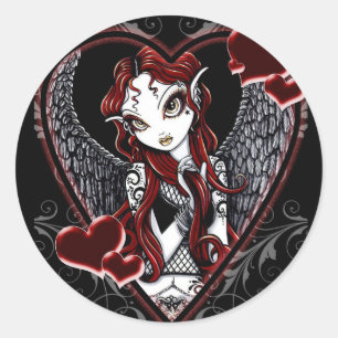 サーシャ妖精バレンタインデーのステッカー ラウンドシール