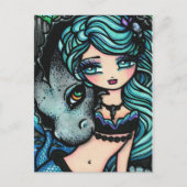 サーシャ & ジェット マーメイド ファンタジー ドラゴン アート ポストカード (正面)