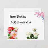 サーシーフローラデザインハッピーバースデー叔母 ポストカード (正面/裏面)
