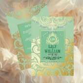 サージアエレガントルデコダイヤモンドモノグラム結婚の金ゴールド 箔招待状