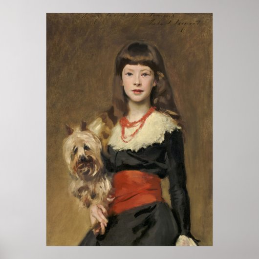 サージェント「ベアトリス・タウンゼント」少女と犬の肖像画 ポスター (正面)