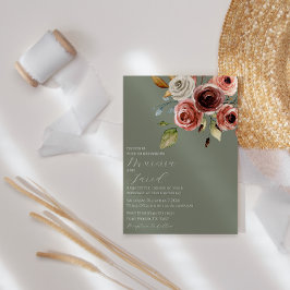 サージエレガントグリーンフローラ結婚ズ 招待状