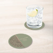 サージエレガントモダングリーン&金ゴールドクラシックスクエアPa ラウンドペーパーコースター (インサイチュ)