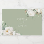 サージエレガントリーフとホワイトフローラズ結婚 スパークリングワインラベル (シングルラベル)