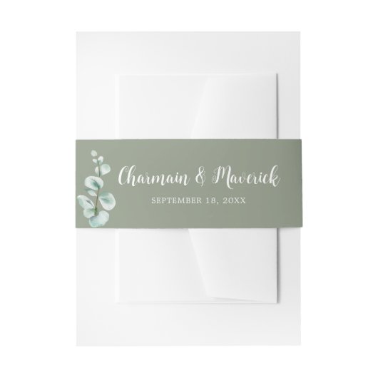 サージエレガント・グリーン結婚ズ 招待状ベリーバンド (正面例)