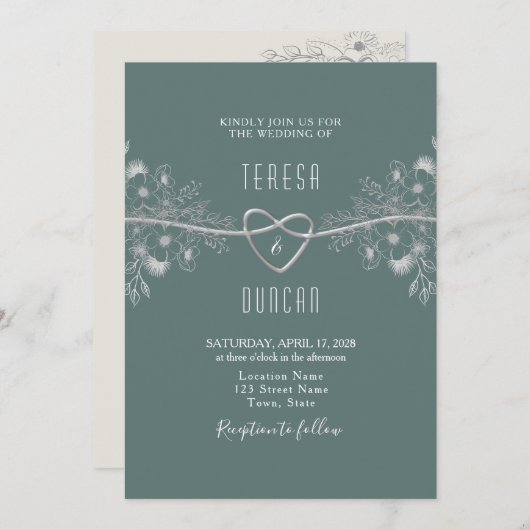サージエレガント・グリーン結婚ズ 招待状 (正面/裏面)