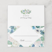 サージグエレガントリーンブルーホワイトフローラズ結婚 プレイスカード (外部開封)