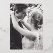 サージグリーンとゴールドのモノグラムの結婚式の披露宴の写真 箔招待状 (裏面)