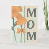 サージグリーンに浮かぶ桃の花の母の日カード カード (正面)