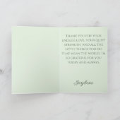 サージグリーンに浮かぶ桃の花の母の日カード カード (内部)