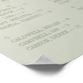 サージグリーンのアルファベット順 ウェディング 座席表 ポスター (角)