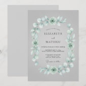 サージグリーンのアーティスティックな冬の結婚式 招待状 (正面/裏面)