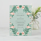 サージグリーンのアーティスティックフラワーズ ウェディング 招待状 (スタンド正面)