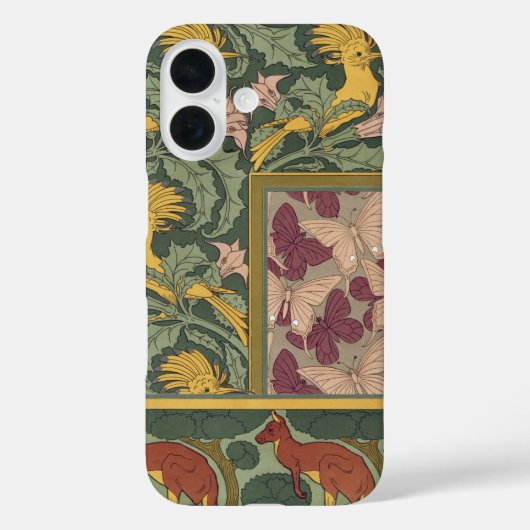 サージグリーンのアール・ヌーヴォー ヤツガシラチョウの芸術 Case-Mate iPhoneケース (裏面)