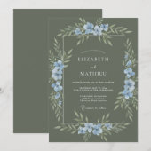 サージグリーンのエシカルな自然結婚式 招待状 (正面/裏面)