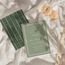 サージグリーンのエレガントなトスカーナ風結婚式招待状