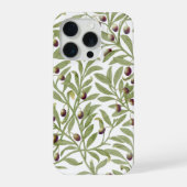 サージグリーンのオリーブの枝の水彩植物画 iPhoneケース (裏面)