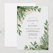 サージグリーンのオーガニックな自然の結婚式 招待状 (正面/裏面)