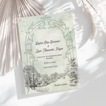 サージグリーンのガーデンアーチ エレガントなカントリースタイルの結婚式