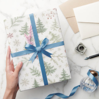 サージグリーンのクリスマス包装紙 ラッピングペーパー