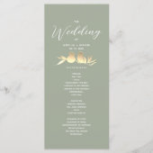 サージグリーンのゴールド結婚式プログラム プログラム (正面)