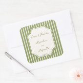 サージグリーンのストライプの手描きの結婚式のカスタム スクエアシール (封筒)