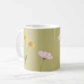 サージグリーンのビンテージな野の花の水彩コラージュ コーヒーマグカップ (正面左)