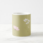 サージグリーンのビンテージな野の花の水彩コラージュ コーヒーマグカップ (中央)