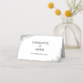 サージグリーンのユーカリ折りたたみ式結婚式席札 プレイスカード (裏面)