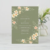 サージグリーンの桃の花の草原の結婚式 招待状 (スタンド正面)