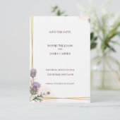 サージグリーンの植物のリースの結婚式の事前告知カード セーブザデート (スタンド正面)